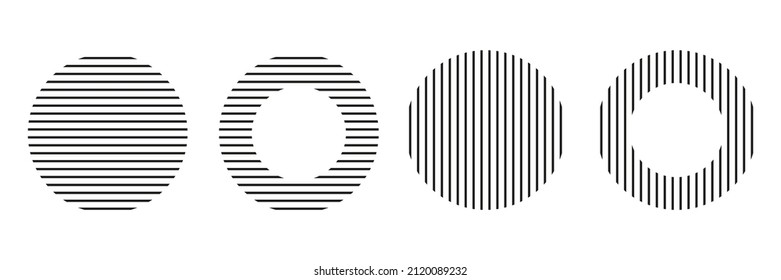 Set of lines in circular shapes. Abstract linear circles elements collection. Vector isolated on white.