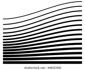 Set of lines with different level of deformation. Abstract geometric illustration.