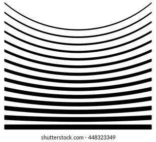 Set of lines with different level of deformation. Abstract geometric illustration.