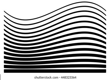 Set of lines with different level of deformation. Abstract geometric illustration.