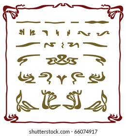 set of lines elements for design, creating borders, frames and backgrounds