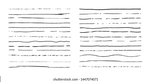 Set of lines. Hand drawn vector borders. Vintage doodle underlines. Cartoon pattern element. Grunge frame set.