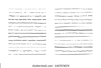 Set of lines. Hand drawn vector borders. Vintage doodle underlines. Cartoon pattern element. Grunge frame set.