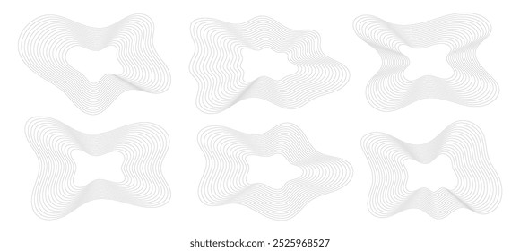 Set of lines irregular, freeform shapes vector illustration