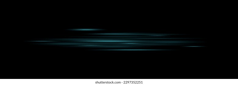 Conjunto de líneas, vigas láser, vigas de luz brillantes con destellos y polvo sobre un fondo negro. Ilustración del vector