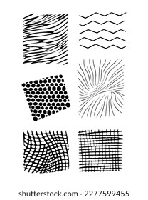 El conjunto de líneas cuadradas da forma a trazos de fondo dibujados a mano artística. Diseño de ilustración vectorial.