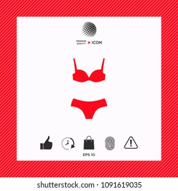Set of lingerie or swimsuit, Two-Piece Bikini, the silhouette. Menu item in the web design Set of lingerie or swimsuit, Two-Piece Bikini, the silhouette. Menu item in the web design