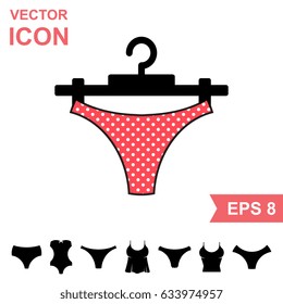 Set of Lingerie Vector Icon on White Background. Modern Youth Underwear Clothes Collection
