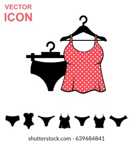 Set of Lingerie Vector Icon on White Background. Modern Youth Underwear Clothes Collection