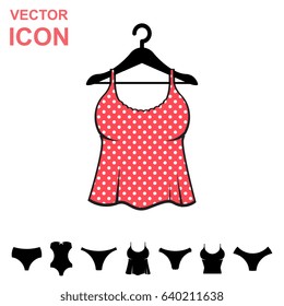 Set of Lingerie Vector Icon on White Background. Modern Youth Underwear Clothes Collection