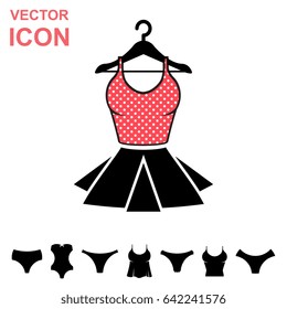 Set of Lingerie Vector Icon on White Background. Modern Youth Underwear Clothes Collection