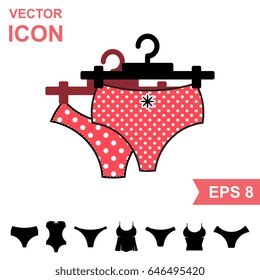 Set of Lingerie Vector Icon on White Background. Modern Youth Underwear Clothes Collection