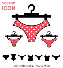 Set of Lingerie Vector Icon on White Background. Modern Youth Underwear Clothes Collection