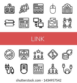 Set of link icons such as Vga, Data, Connectivity, Search engine, Network, Mouse, Share, Digital, Marketing, Jack connector, Networking, Merge, Global server, Data cable , link