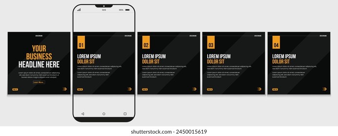 Set of LinkedIn carousel post, social media Instagram carousel post, modern and editable business carousel template design