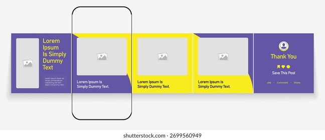 Set of LinkedIn carousel post, social media Instagram carousel post, modern and editable business carousel template design