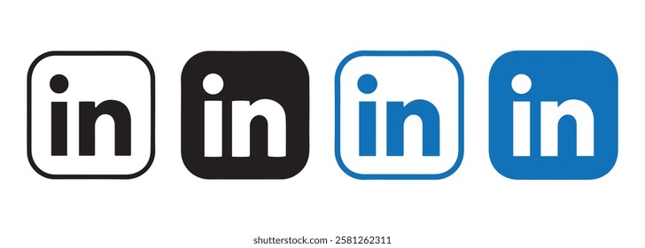 Set of LinkedIn mobile app icon set.