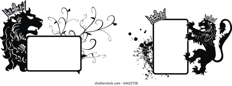 set lion coat of arms in vector format very easy to edit