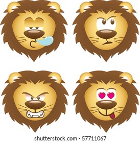 set of lion expressions