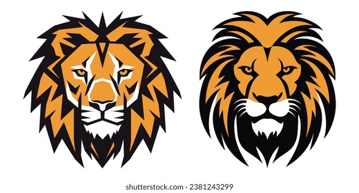 Set of Lion Face Vector Clipart Illustration