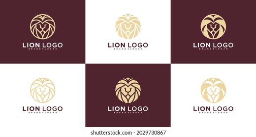 Set of lion head logo design colection Premium vektor