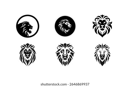 Set of lion head logo design template for your brand. Bundle animal logo