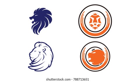 Set of Lion Head Logo Design Template. Vector illustratiton