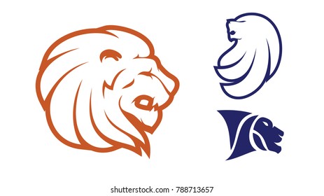 Set of Lion Head Logo Design Template. Vector illustratiton