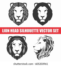 set of lion head logo illustration