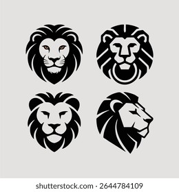 Set of lion head logos