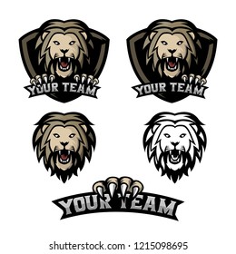 Set of Lion Head Mascot