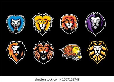 Set lion head vector, esport logo design, angry lion head