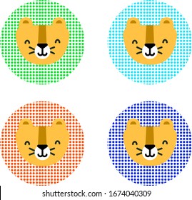 set of lion heads with different colors illustration 