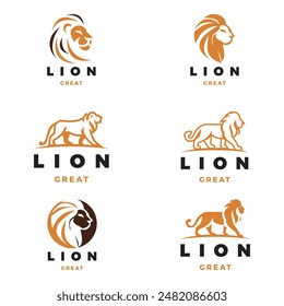 Set of Lion Icon Logo Design Template