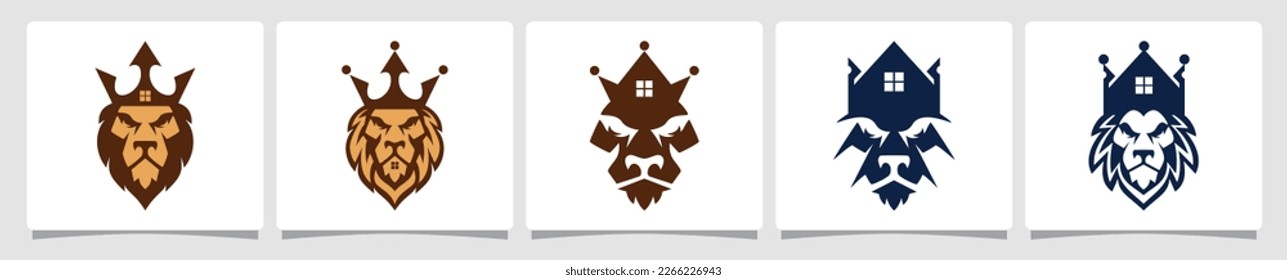 Establecer la inspiración de diseño de la plantilla de logotipo de Lion King