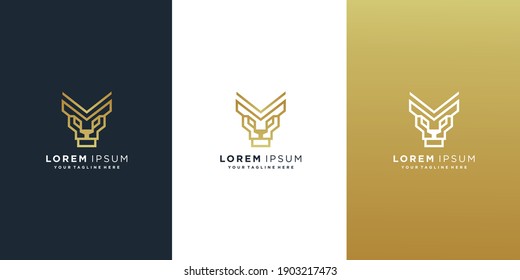 plantilla de diseño de logotipo de línea de león