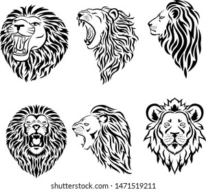 Set of lion logo isolated on white background