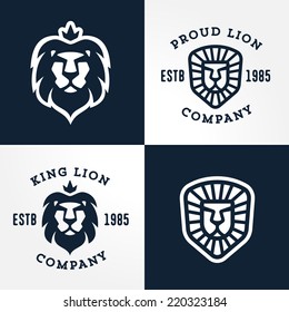 Set of Lion logo templates, for your business, collection of symbols to convey idea of strength power pride honor  guard security heritage and traditions