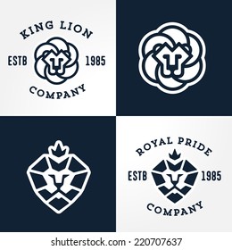 Set of Lion logo templates, for your business, collection of symbols to convey idea of strength power pride honor  guard security heritage and traditions. Vol. 2