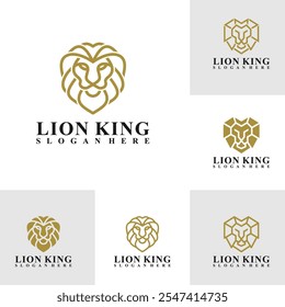 Set of Lion logo vector illustration. Lion Head logo design concept template