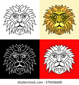 Set of lion mask isolated on different backgrounds