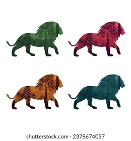 Set of lions icon vector illustration. Jungle on isolated background. Tropic sign concept.