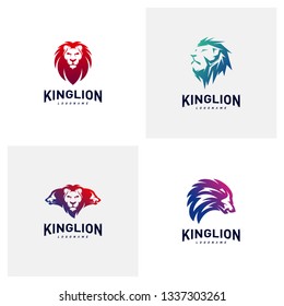 Set of Lions Logo Design Concept. King Lions Logo Design Template Vector. Icon Symbol