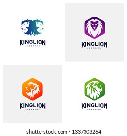 Set of Lions Logo Design Concept. King Lions Logo Design Template Vector. Icon Symbol