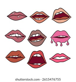 Set of Lips Colors, Vector Illustration for decoration crafts project, card, background and any design. 
