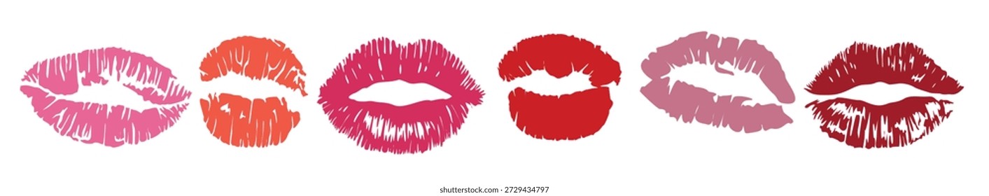 Conjunto de labios con diferentes colores y tonos del lápiz labial
