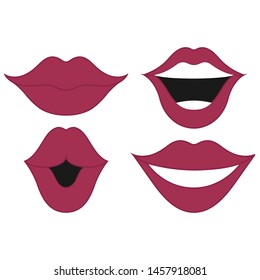Set of lips emotion on a white background