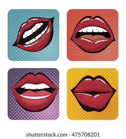 set lips female d icons vector illustration design