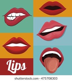 set lips female d icons vector illustration design