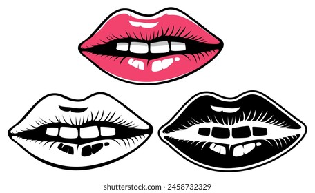 Lippen glühenden Lippenstift-Icon-Design-Vektorillustration